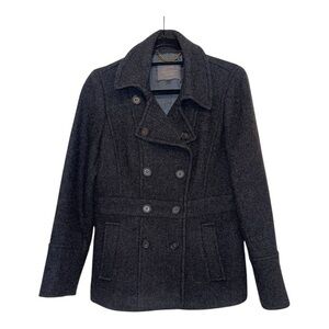 J. Crew Charcoal Dark Gray Stadium Cloth Nello Gore Wool Blend Pea Coat